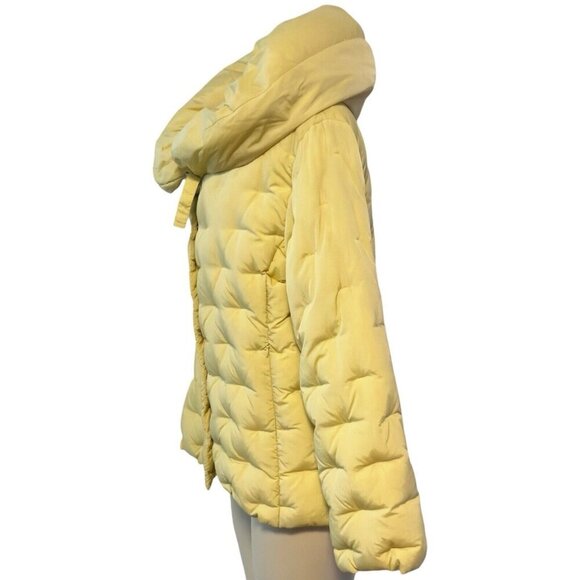 Vintage 70s‎ Down Puffer Jacket Pale Butter Yellow Real Feathers Norma Dilegge - Picture 3 of 16